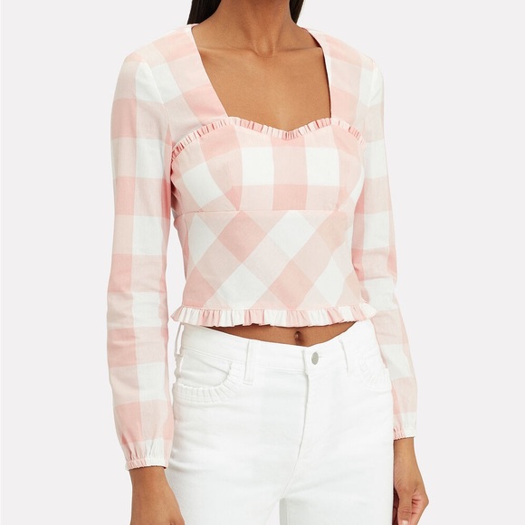 Intermix gingham sweetheart neckline peplum milkmaid/ peasant top - Picture 4 of 4